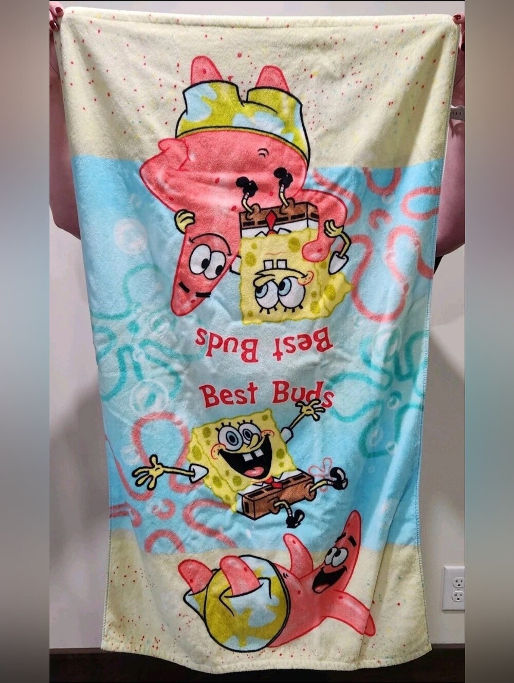 Rare Vintage 2002 SpongeBob & Patrick Viacom Towel 41" x 24" Best Buds